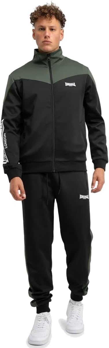 Lonsdale Trainingsanzug Caunton, 2-tlg, schwarz/oliv, Größe M