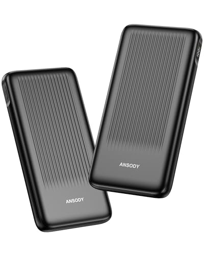 Produktbild: ansody power bank 10000mAh 2er set, 22.5W akkupack für iphone, iPad, airpods schwarz