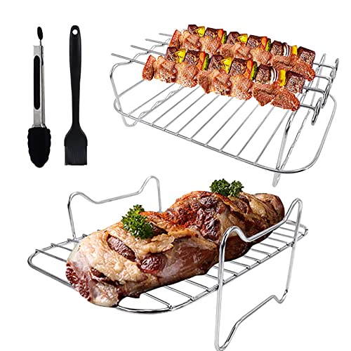 fritteusenständer für ninja 2 Stück edelstahl dual airfryer racks grillrost spieße zubehör