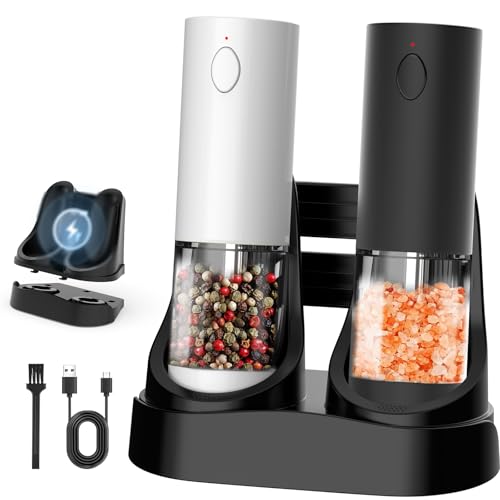 oidozac elektrische salz und pfeffermühle mit usb-ladestation, 5 mahlgrade, 2er set