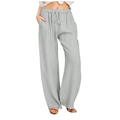 Leinenhose Damen Sommerhose Baumwolle Cargohose Jogginghose Einfarbig Oversized