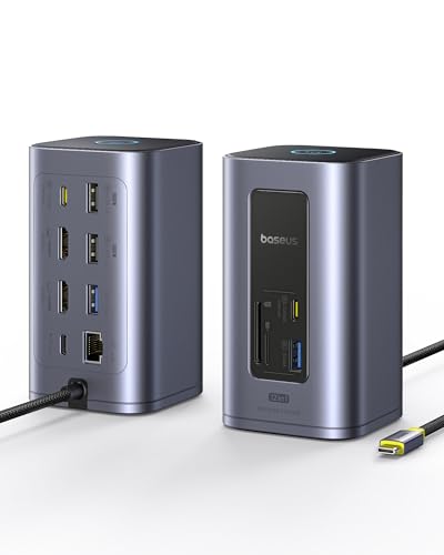 baseus 12-in-1 dockingstation, usb-c, 2x 4k anschlüsse, kabelmanagement