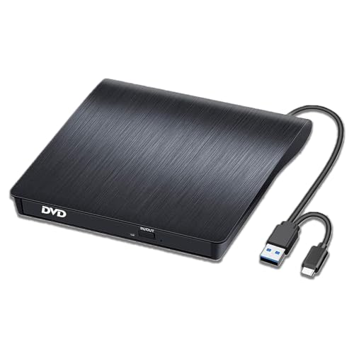 USB C CD DVD +/-RW Brenner Slim Optisches Laufwerk für PC/Mac Windows 7-10