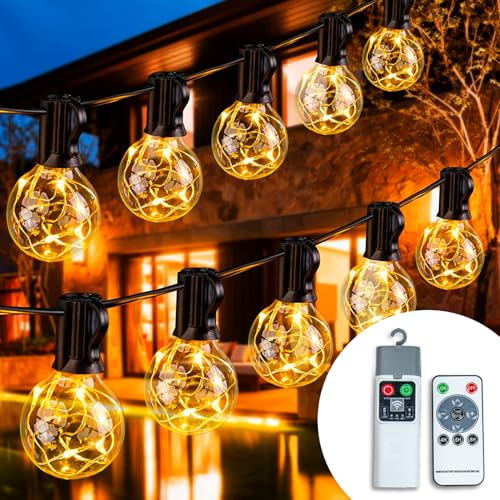 Produktbild: kupferdraht lichterkette 6 m 10 glühbirnen batteriebetrieben mit remote wasserdicht innen außen