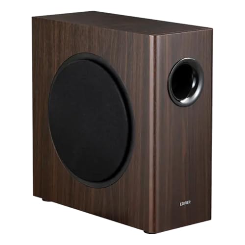 edifier t5s subwoofer braun schwarz, kraftvoller bass, kompakte bauweise