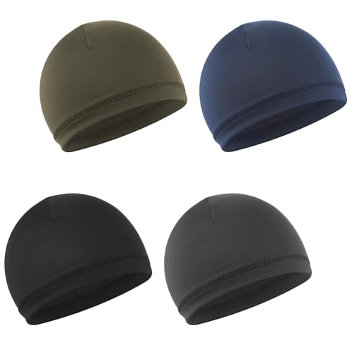 tucnoeu sportmütze herren, schnelltrocknende skull cap, atmungsaktiv, 4er set in schwarz, marineblau, olivgrün, dunkelgrau