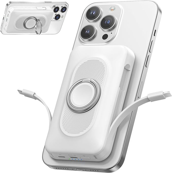 Powerbank 20000mAh für MagSafe, 22.5W, 4-in-1, mit 2x Type-C/IOS Kabel