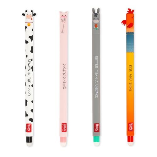gelstifte set legami 4er "farm sweet farm" radierbar 0,7mm kuh schwein hahn esel