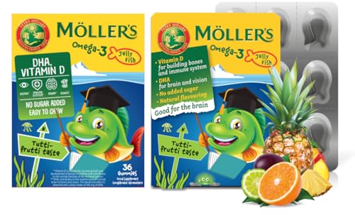möller's omega 3 kapseln kinder, fischtran tutti frutti, mit dha und epa, 72 stück