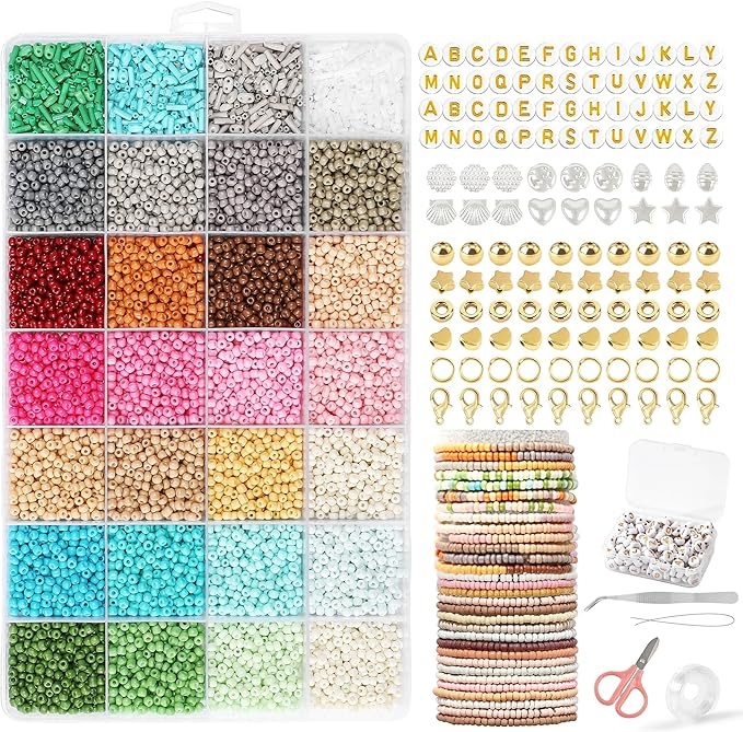 Produktbild: fehcbio diy perlen für armbänder set, röhrenperlen 2 löcher, buchstabenperlen, geschenke