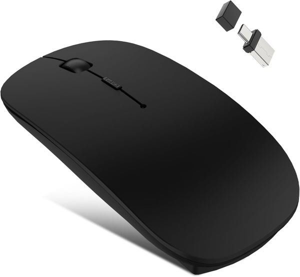 Kabellose Bluetooth Maus mit Jiggler für iPad Pro, MacBook, Laptop, PC - Schwarz