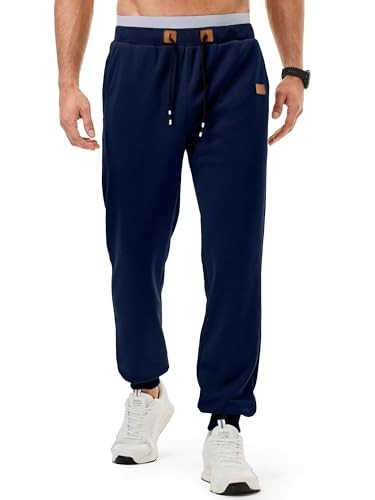 Herren Jogginghose Sporthose Fitness Jogger Sweatpants Regular Fit Marine Blau S
