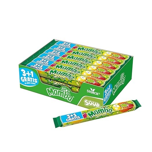 mamba sour kaubonbons  24 x 3(+1) er stange  fruchtige saure süßigkeiten mix