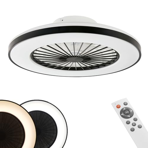 hsl led deckenleuchte mit ventilator  50cm, dimmbar, fernbedienung, schwarz