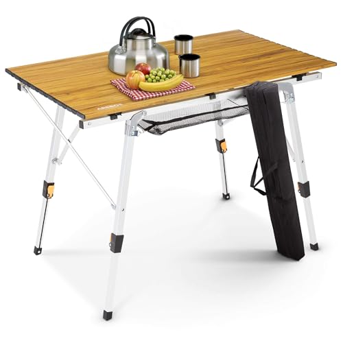 arebos campingtisch klappbar 120 x 70 cm höhenverstellbar für camping, garten, picknick, grill, braun