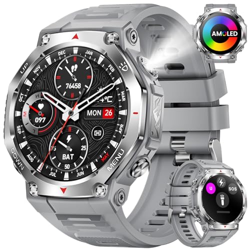 smartwatch herren fitness uhr pulsuhren schrittzähler wasserdicht 1,43" sport uhr