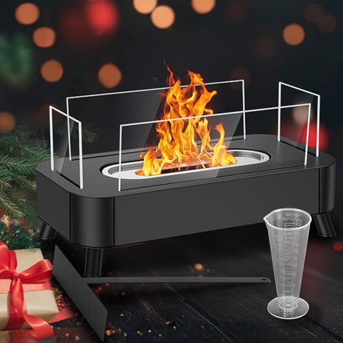 ethanol tischkamin sentasi mit 4-seitigem glas, bioethanol feuerstelle schwarz