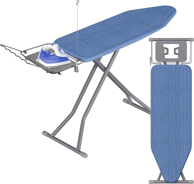 SONGMICS Bügelbrett höhenverstellbar, klappbar, 122 x 38 cm, mit Kabelhalter