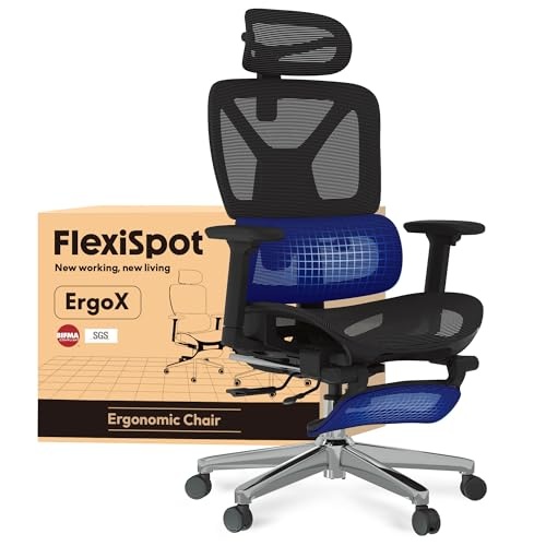 FLEXISPOT ErgoX Lite - Ergonomischer Bürostuhl mit Fußstütze, 3D-Armlehnen