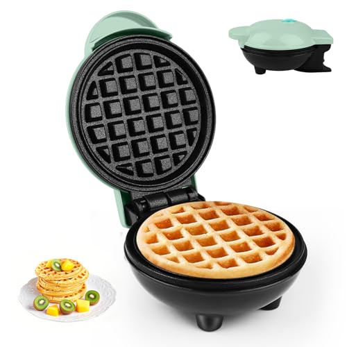 Produktbild: mini waffeleisen, belgische waffelmaschine 10cm, 220V, 350W, grün, kompakt