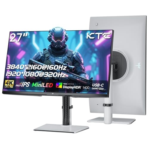 ktc gaming-monitor 27" ips miniled 4k uhd 160hz fhd 320hz usb-c 65w weiß
