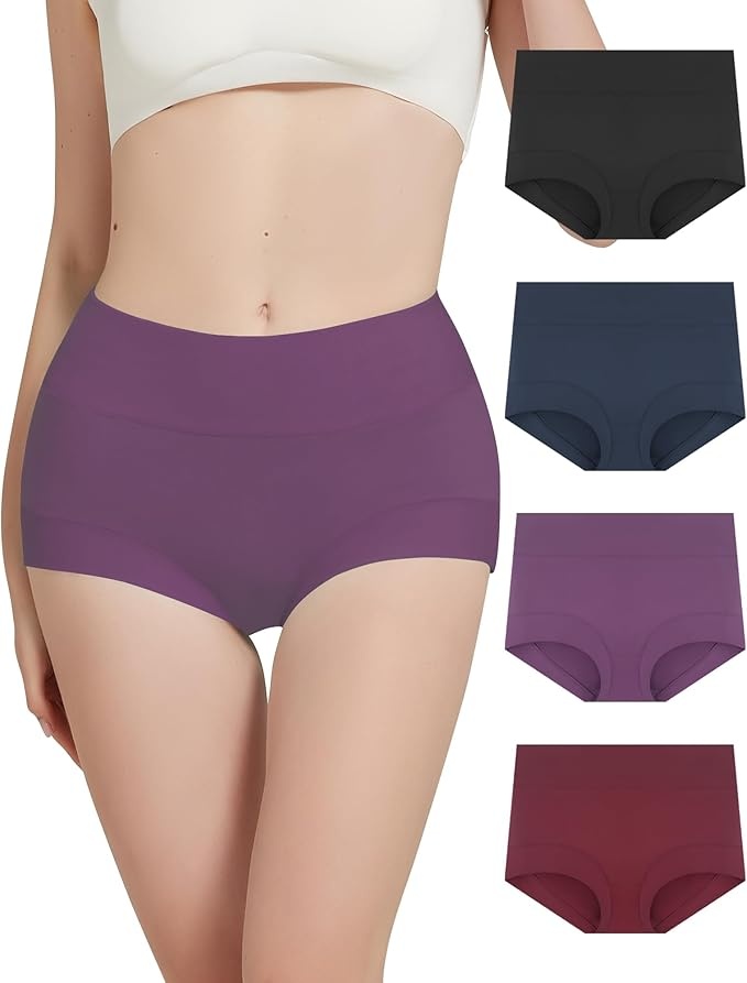 Bobelle Wear Damen Boxershorts Hohe Taille Baumwolle Atmungsaktiv 4er Pack XL