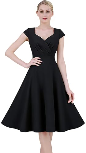 Cocktailkleid Damen A-Line V-Ausschnitt Elegant Festlich Hochzeitsgast Vintage
