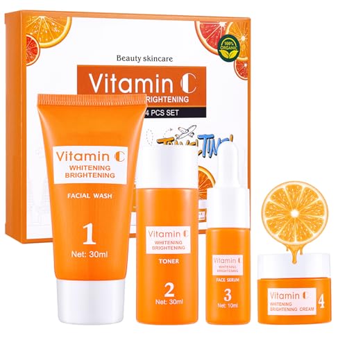 skincare set für frauen, 4teiliges geschenkset, gesichtspflege, reise-set, vitamin c