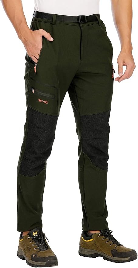 DAFENP Herren Wanderhose Softshell Winddicht Wasserdicht Trekkinghose Army Green