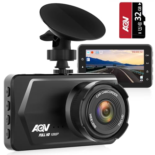 aqv dashcam 1080p fhd mit 32gb sd-karte, 170 weitwinkel, g-sensor, nachtsicht