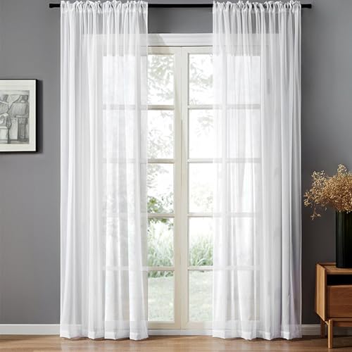 helweet voile vorhang 140x230cm, ösenvorhang halbtransparent für wohnzimmer, schlafzimmer, kinderzimmer, balkon