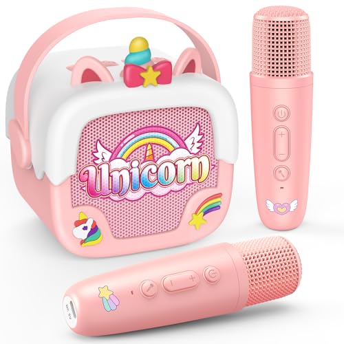 Produktbild: karaoke maschine kinder mit bluetooth mikrofon, unicorn geschenk für mädchen 3-12 jahre