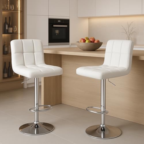 dumos barhocker 2er set, höhenverstellbar 60-80 cm, metallbeine, weiß, geeignet für bar und küche