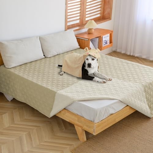 amarirose wasserdichte hundedecke 75x175cm, robuste hundematte, wendedecke für hunde und katzen, maschinenwaschbar beige