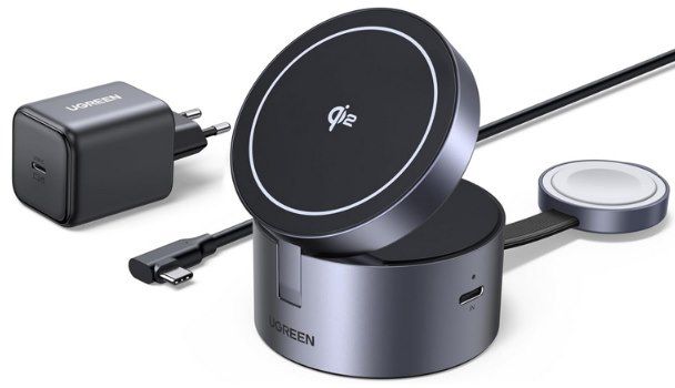 ugreen magflow ladestation 15w qi2 3in1 für 64,99 euro statt 80 euro