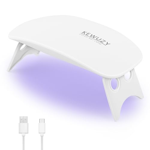 kewuzy mini uv led nagellampe für gelnägel, kompakt mit timer, usb kabel, weiß