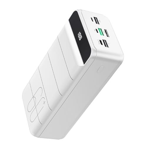 powerbank 60000mAh 22,5W PD usb-c schnellladegerät externer akku 4 ausgänge weiß