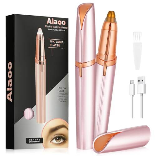 Alaoo augenbrauen trimmer elektrisch für damen, haarentferner mit led-licht, rosgold