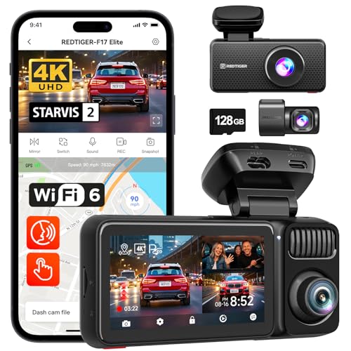 redtiger f17 elite dashcam 4k 3-kanal mit 128gb und starvis 2