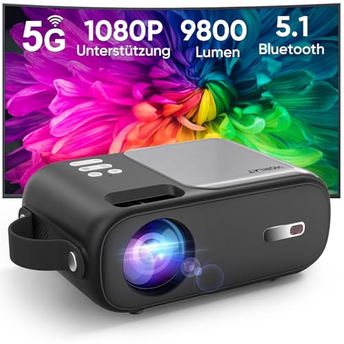 mini beamer 1080p 5g wifi bluetooth tragbarer projektor horlat 9800 lumen +15 trapezkorrektur