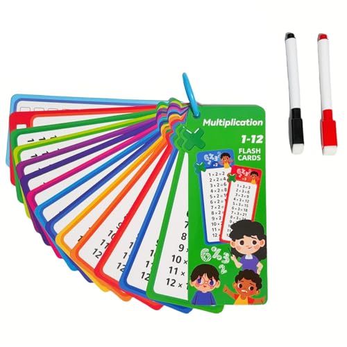 einmaleins lernkarten kinder 1x1 mit ring und markern, abwischbar, multiplikation 0-12