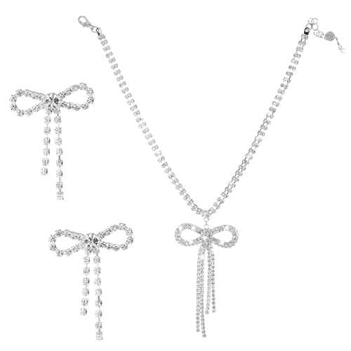Produktbild: Tucnoeu strass schmuckset damen 3 teilig, halskette und ohrringe für hochzeit