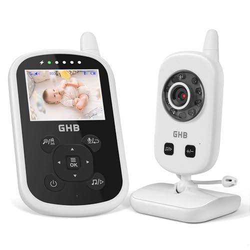 ghb babyphone kamera video monitor 2,4 ghz mit nachtsicht, temperatursensor, akku