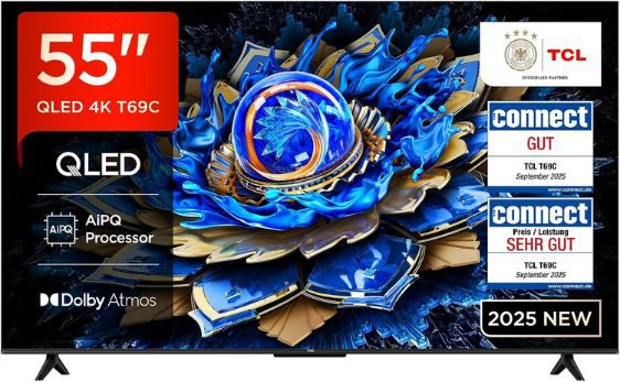 tcl 55t69c 55 zoll 4k qled direct led tv für 349 euro statt 426 euro