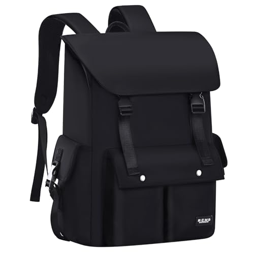 herren laptop rucksack 15.6 zoll, amythe schulrucksack wasserdicht nylon, schwarz