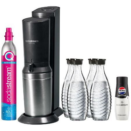 sodastream crystal 3.0 sprudler mit 4 flaschen, sirup und co2 für 108,99