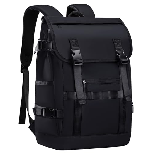 amythe laptop rucksack 15.6 zoll, großer schulrucksack für reise uni büro 22l, schwarz
