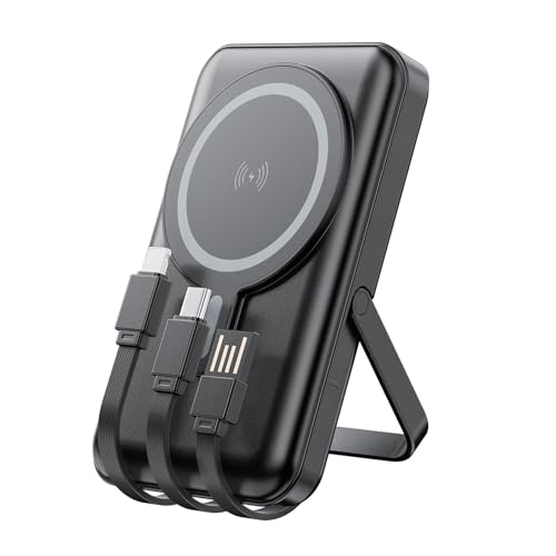 magsafe powerbank 10000 mah mit ständer und kabeln für iphone 17-12 pro max