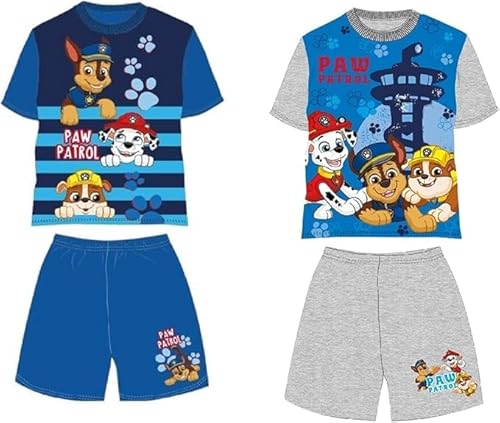 paw patrol schlafanzug jungen 2er pack pyjama set kurzarm gr. 92-116 blau