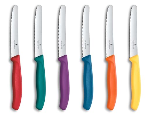 Victorinox frühstücksmesser-set 6-teilig, wellenschliff, rostfreier stahl, 11 cm